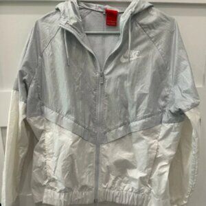 Nike Women's Gray and White Bomber Jacket